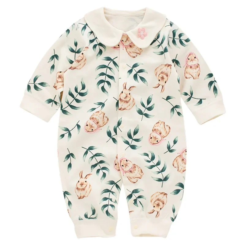 Princess Style Pure Cotton Onesie Baby Girl Clothes Autumn Set A- Class Infant Clothing Full Month Old Baby Three Month Old