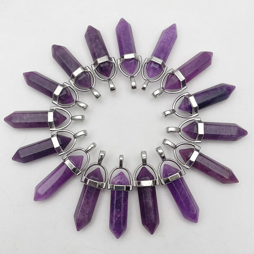 Agate pendant fashion natural stone Rose blue purple Stripe agates Pendant necklace for making Jewelry Pendulum accessories 24pc