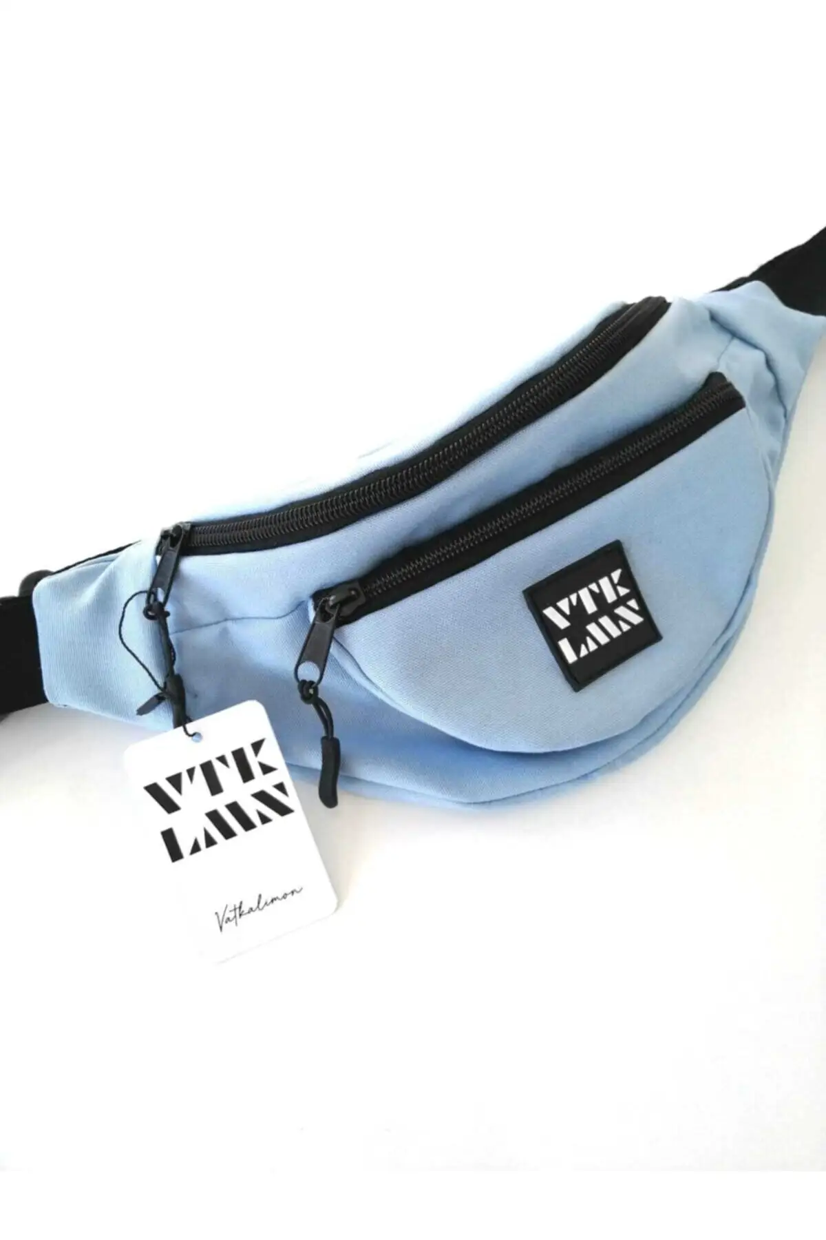 Unisex blue color shoulder and waist bag