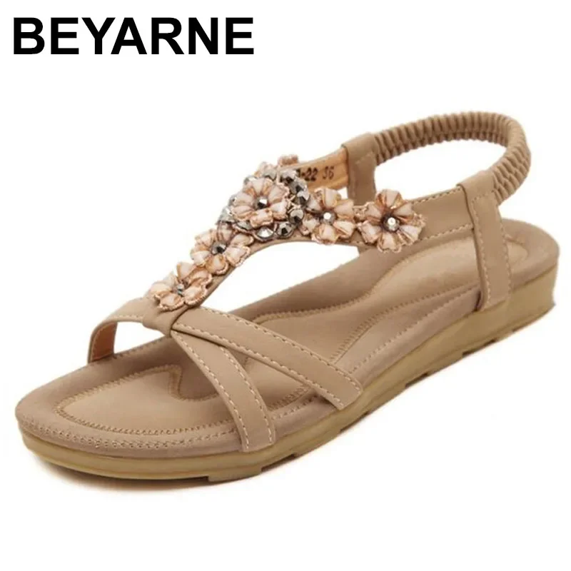 Women Sandals Bohemian Style Summer Flat Heel Beach Shoes