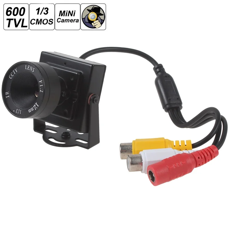 Mini HD 600TVL High Resolution 1/3 CMOS Security Audio Video Color CCTV Camera with 12mm Lens