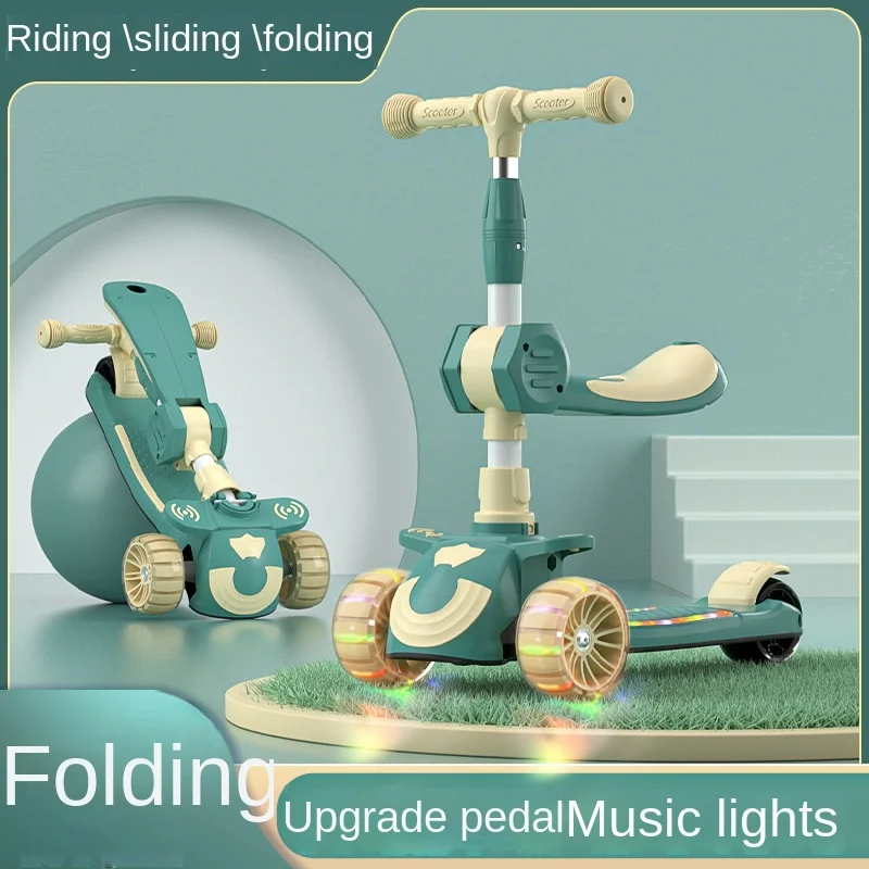 Cycling City Free Installation Of Children's Scooter Can Sit And Slide Toy Car Foldable Scooter 1-12 Years Old Children's Toys