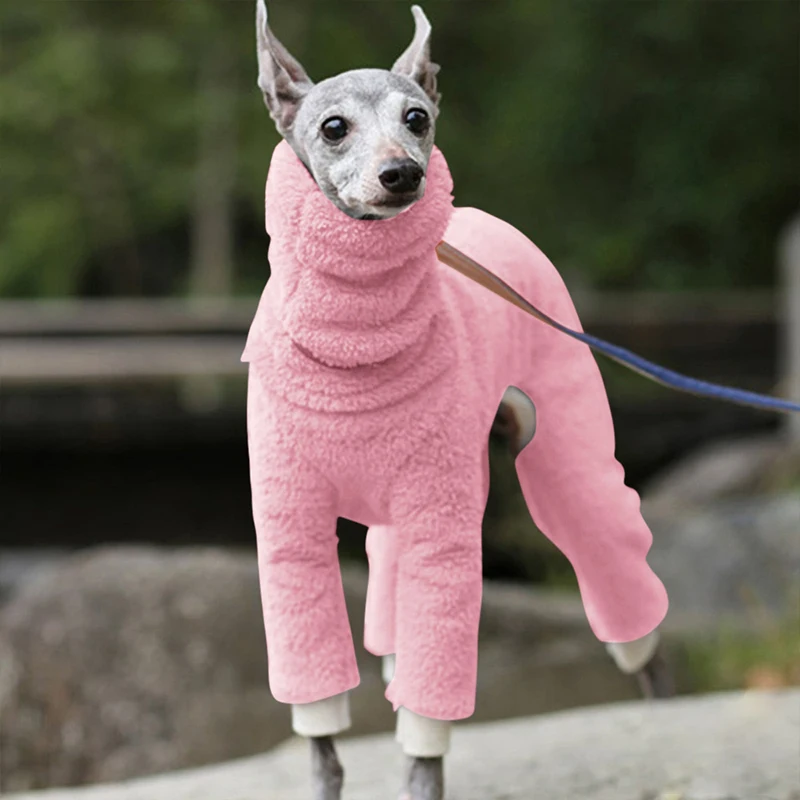 Fashion Solid Greyhound Doberman Coat Pet Winter Fleece Dolcevita Gilet Jacket Whippet Gree Dog Jumper Winter Warm Dog Clothes
