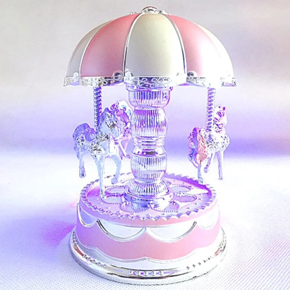 3D Rotatable Carousel Music Box With Led Light Rotate Romantic Musical Box Lumilous Castle Home Decor Gift For Her