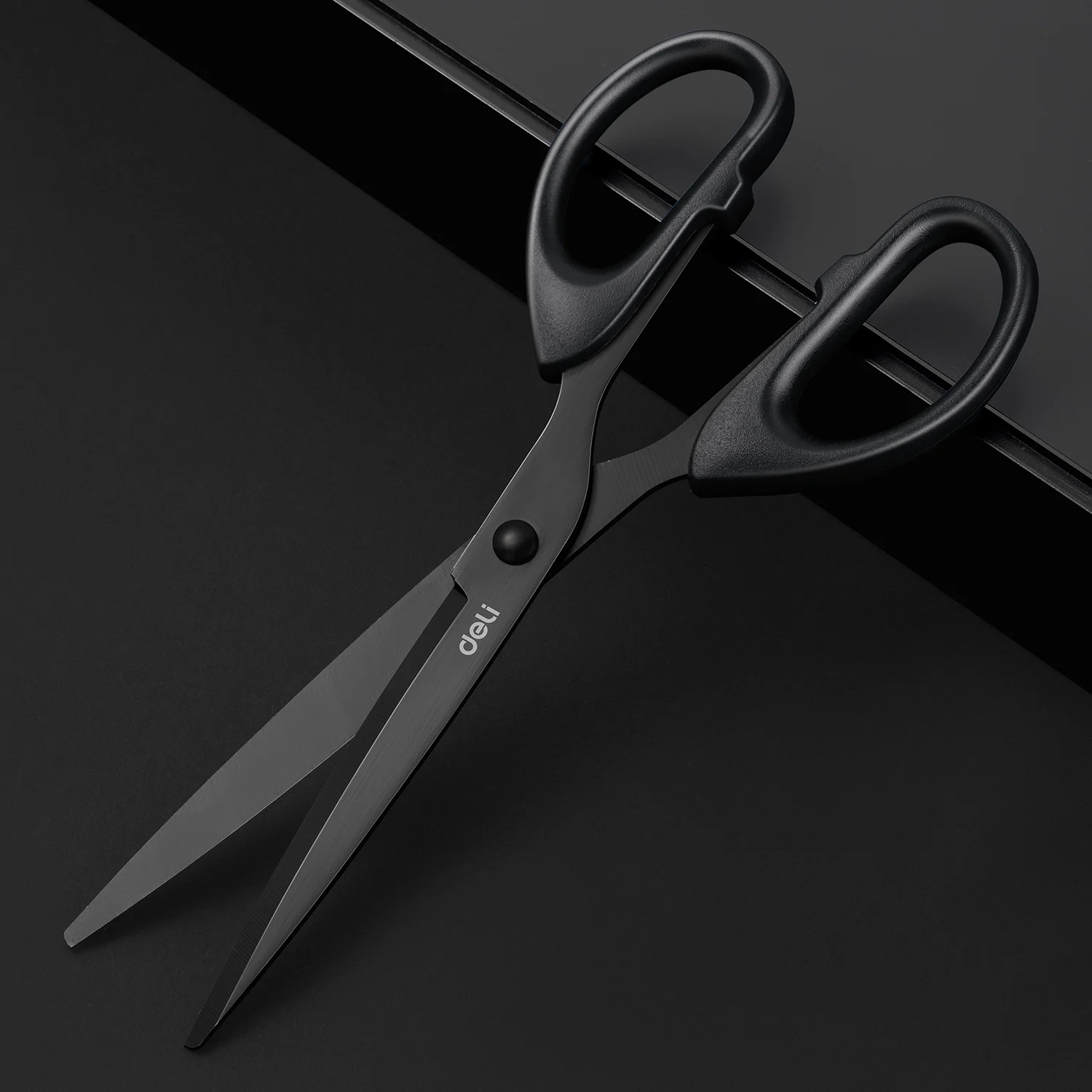 Forbici da Ufficio Resistenti 180mm in Acciaio Inossidabile Nero - immagine 4