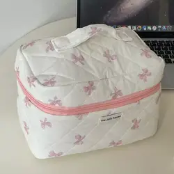 Elegant Bow Print Large Capacity Cosmetics Organizer - Travel Toiletry Bag (Clear)