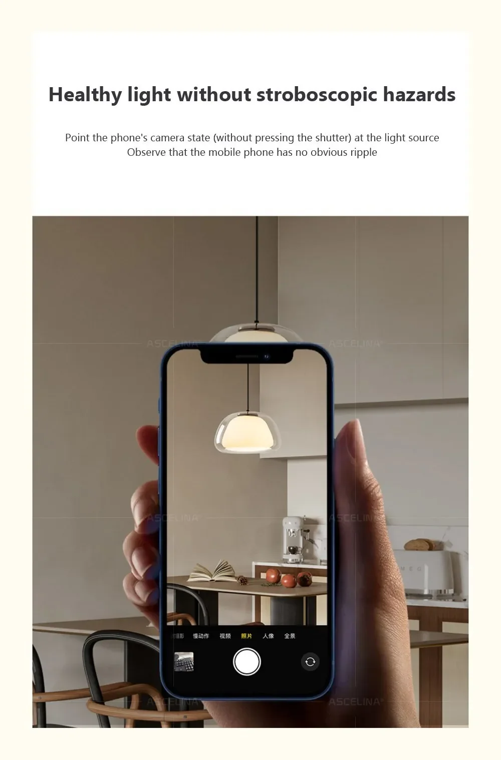 Description Picture 5 of itemDesigner Glass Pendant Light LED Minimalist Cream Hanging Lamp for Restaurant Living Room Bedroom Study Home Decoration Fixtures