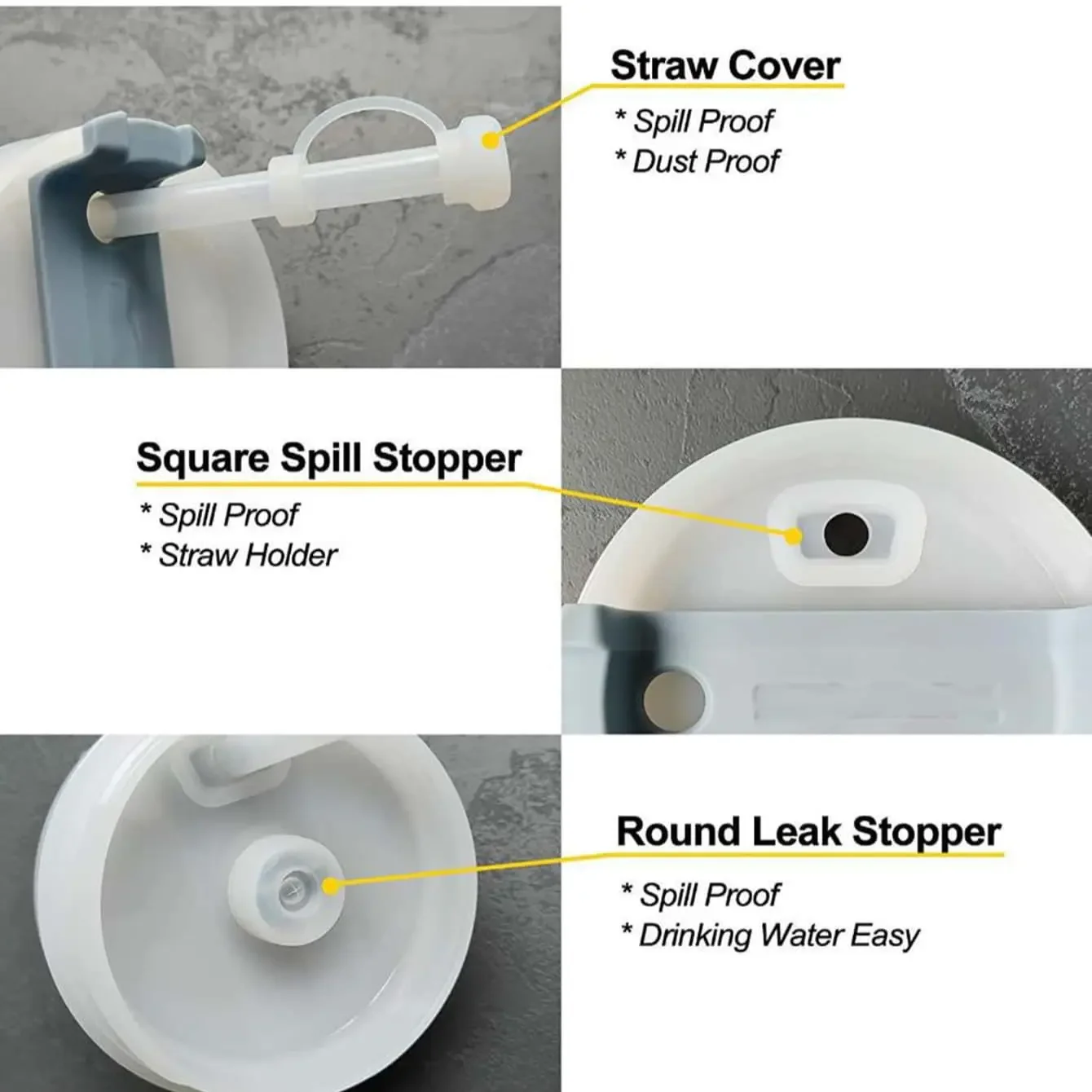 3pcs- Silicone Straw Cap Cup Leak Proof Accessories Anti Overflow Plug Outdoor Water Cup Glasses Straw Sleeve