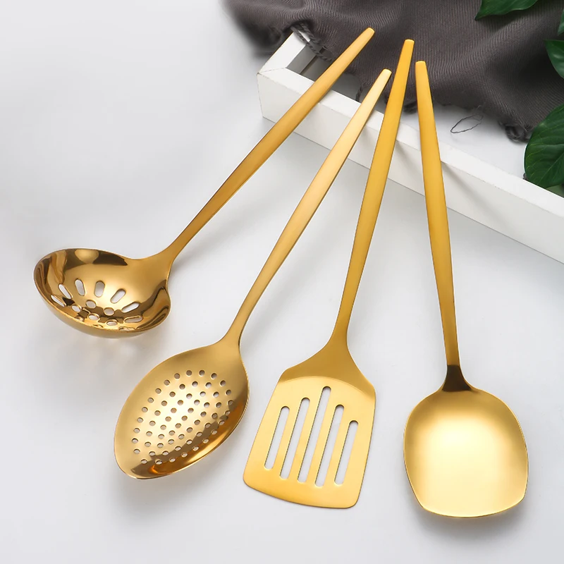 Serving Spoon 7pcs Stainless steel Kitchenware Set Cooking Spoon Split Knife Soup Shell Leakage Spatula Dinnerware Set Camping Cookware Set
