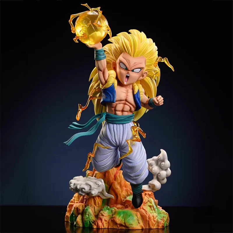 랜덤피규어 어린이를 위한 수집 가능한 손오공 액션 피규어 - 드래곤볼 손오공 DBZ 애니메이션 피규어 모델 선물 8 애니메이션 드래곤볼 액션 피규어, SJJ3 슈퍼 3 고텐크, 노란 머리, 고텐크 피규어, 발광 PVC 모델 장식 장난감, 30cm