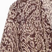 Ele Layered Decorative Print Midi Dr Spring New Arrival Women's Faion JNLEAOG Long Sve V-Ne High Waist Skirt - Image 4