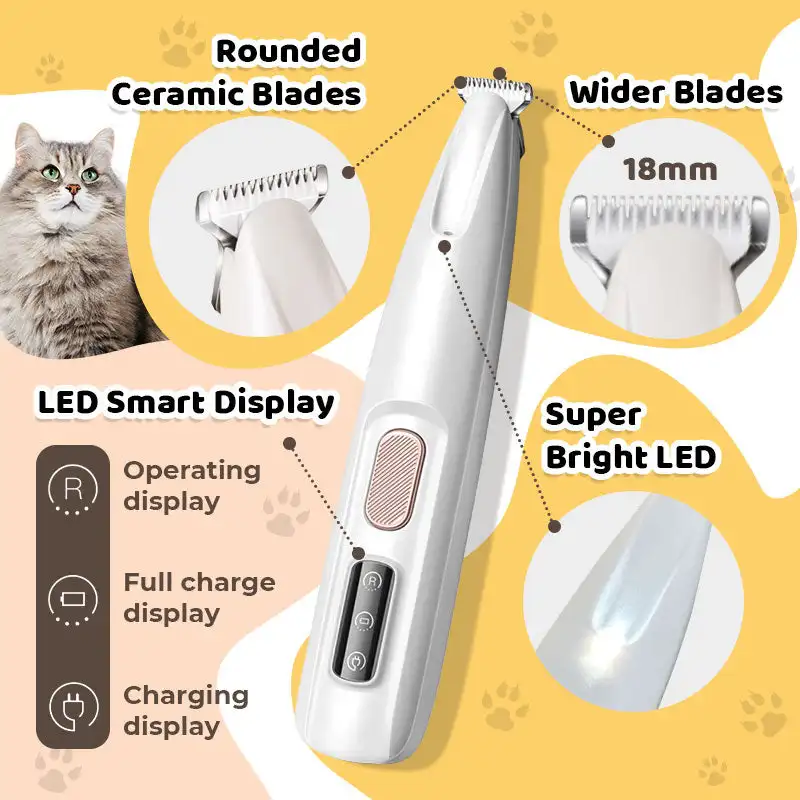 Fully Waterproof Rechargeable Pet Shaver with LED Light Cats Hair Trimmer Dog Hair Care Supplies Safe Dog Clippers for Grooming 3