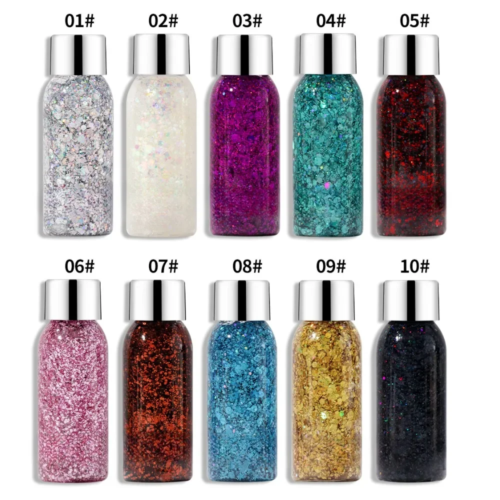 Multifunctional Eye Glitter Hair Body Face Glitter Gel Art Flash Loose Sequins Cream Festival Glitter Decor Eyeshadow Makeup 5