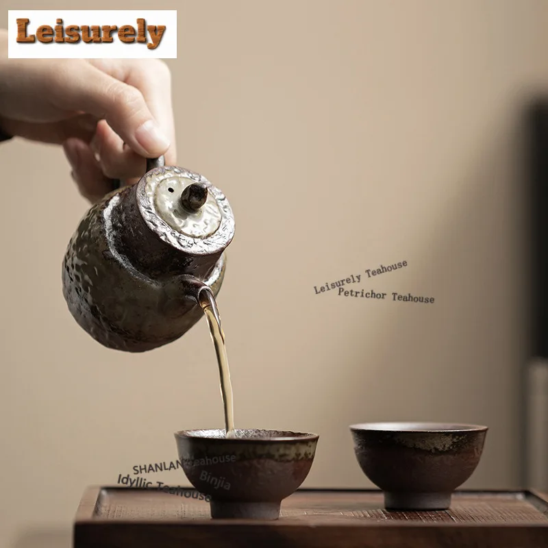 Old Rock Clay Clear Water Teapot Traditional Tea Infuser Pot Tea Making Kettle With Ball Hole Tea Ceremony Collection Supplies