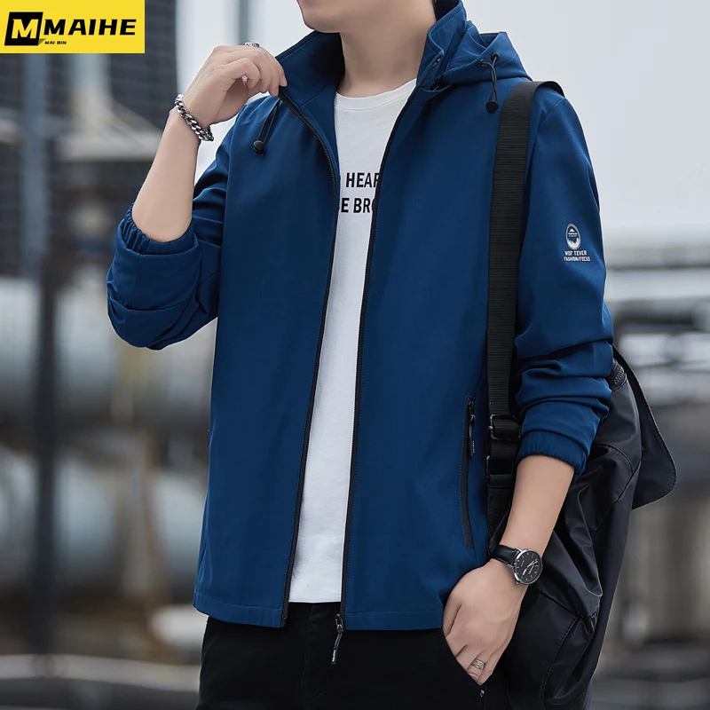 Spring 2023 new Techwear men's Trench casual large size detachable hooded jacket Outdoor sports windproof waterproof men's coat