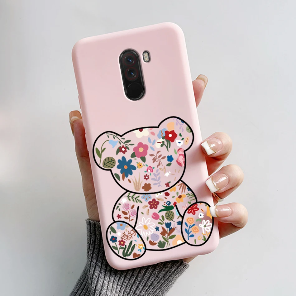 Cute Bear and Frog Cartoon Shockproof Phone Case - Soft Silicone TPU Back Cover for Xiaomi Poco Pocophone F1