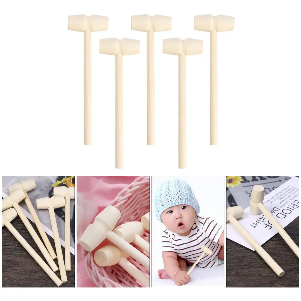 30Pcs 미니 나무 망치 단단한 나무 안전 용 교육용 두드리는 망치 손 근육 발달 나무 망치