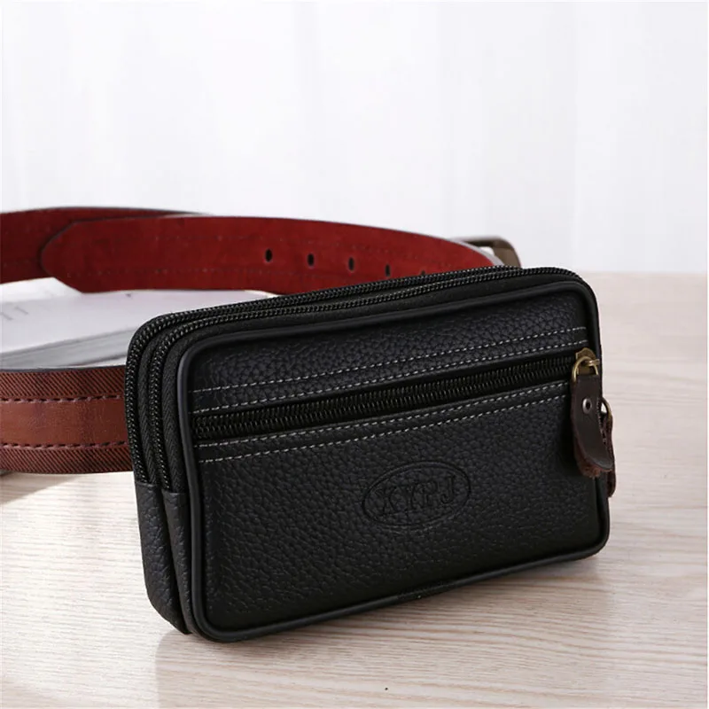 

Mobile Phone Waist Bag For Men Leather Coin Purse Strap Pocket Cellphone Bag Clutch Bag Belt Waist Packs Testificate Belt Bag