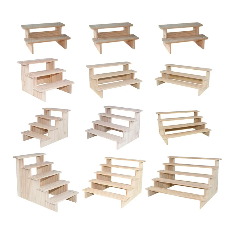 Wooden Multilayer Riser Display Rack Multifunction Jewelry Dessert Cupcake Collectibles Storage Stand Organizers Window Showcase