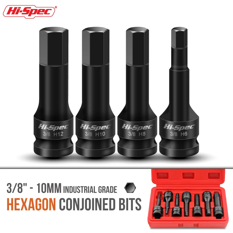sourcing map 1/4 Empreinte Impact Hexagonal Pointe Douille Kit H3 - H10 Métrique 35mm Longueur CR-MO 7Pcs