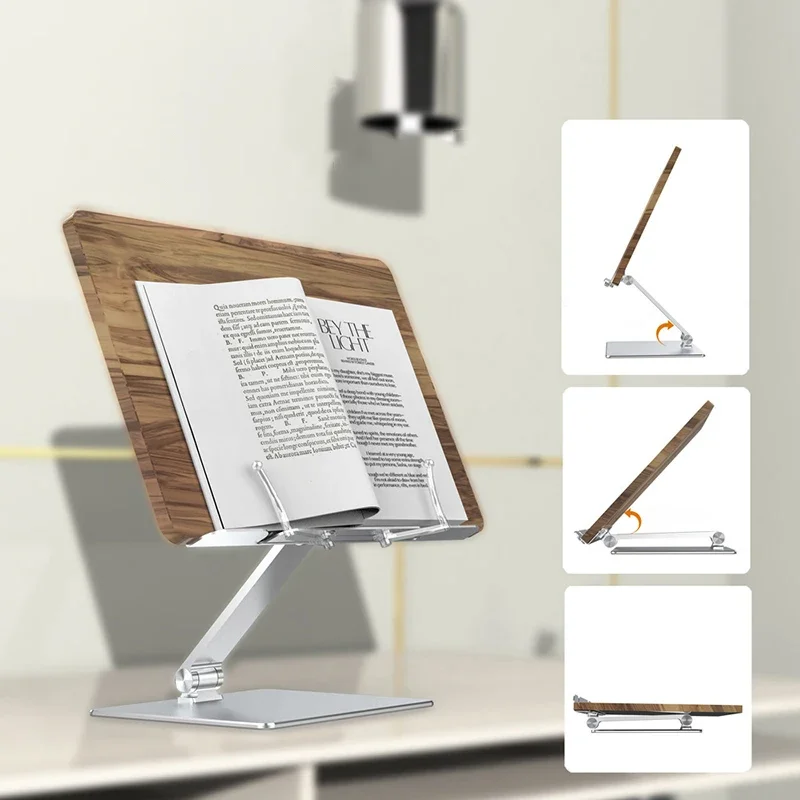 Multifunctional Foldable Wooden Book Holder Stand For Reading Adjustable Bookstand Laptop Holder School Office Stationery adjustable book holder tray page paper clips cookbook preventing myopia reading desk sturdy bookstand textbooks bookstand