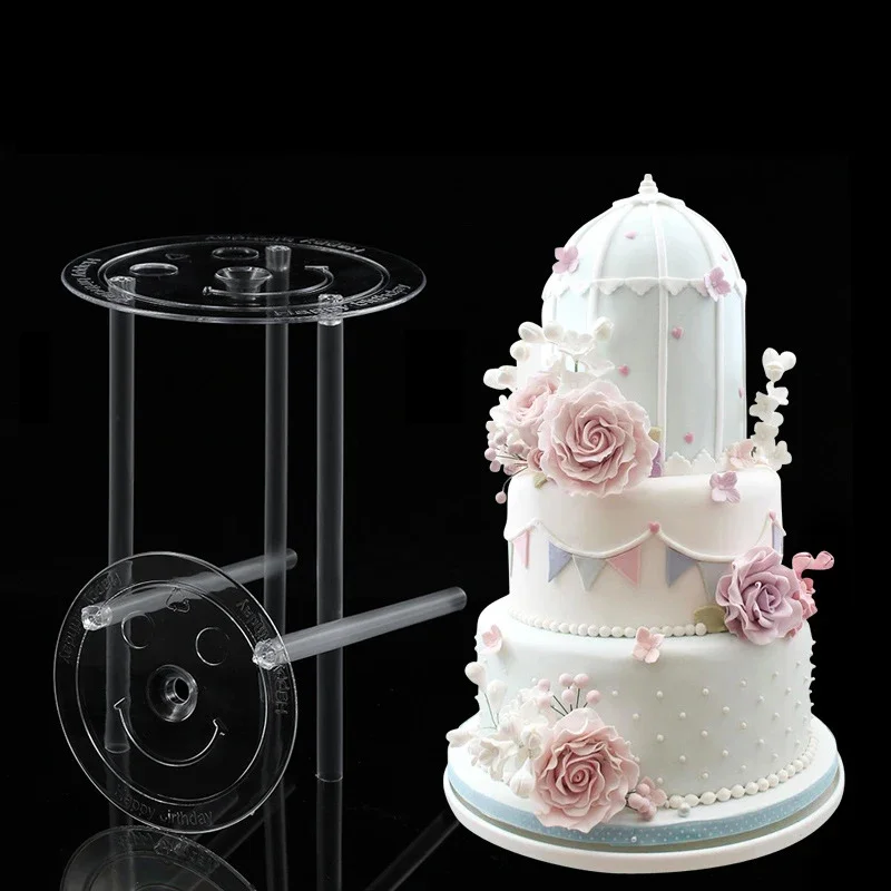 4/6/8/10/12inch Multi-layer Cake Piling Bracket Support Frame Practical Cake Stands with Straw Round Dessert Making Decor Tools