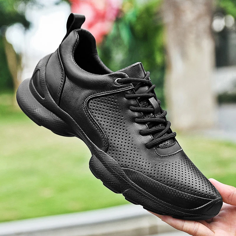 Genuine Leather Male Sneakers Lace-up Mens Casual Shoes Hot-selling Treking Footwear Outdoor Sports Shoes New Non-Slip Trainers - 6