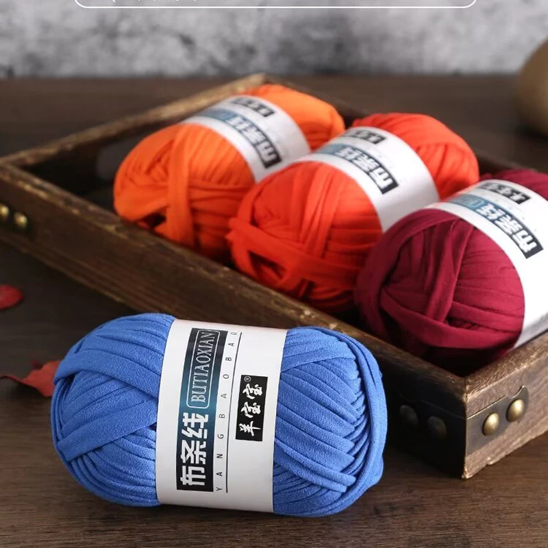 2Pcs T Shirt Crochet line Thick Soft Cloth Yarn for Hand Knitting Crocheting Woven Handbag Blanket mat slipper Thick Flat thread 3