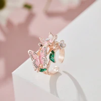 Flower Butterfly Adjustable Rhinestone Ring for Women - Image 6