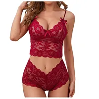 Ensemble de lingerie pour femmes, soutien-gorge sexy respirant en dentelle, ensemble de lingerie en dentelle à deux pièces pour femmes avec nœud, Ropa De Mujer 5