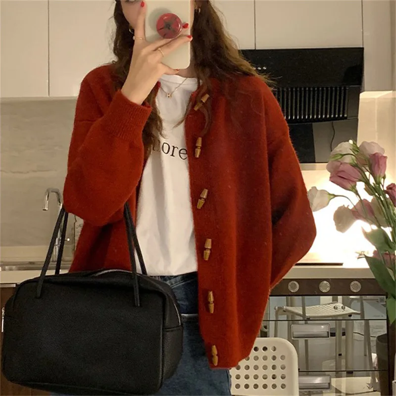

Cardigan Sweater Women's Autumn and Winter New Korean Version Loose and Slim Style Knitted Shirt Coat