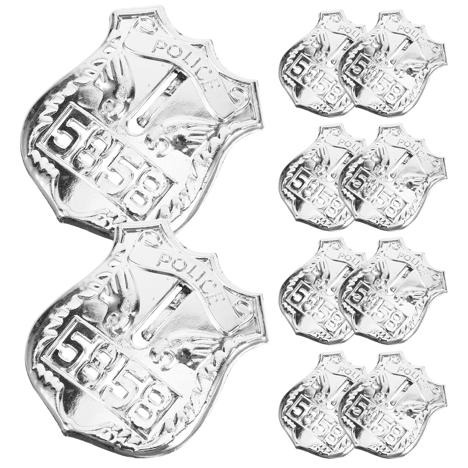 10 Pcs Police Badge Toy Lightweight Plastic Brooch Pin Cosplay Pretend Play Party Supplies Fashion Accessories