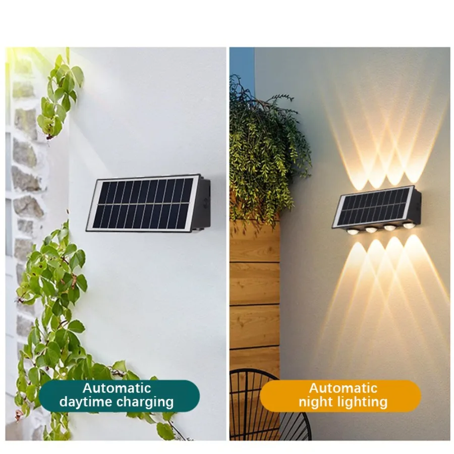 Solar Wall Lamp Outdoor LED Solar Wall Lamp IP65 Waterproof RGB Up and Down Luminous Lighting Balcony Garden Porch Courtyard Decor Solar Light solar lamp