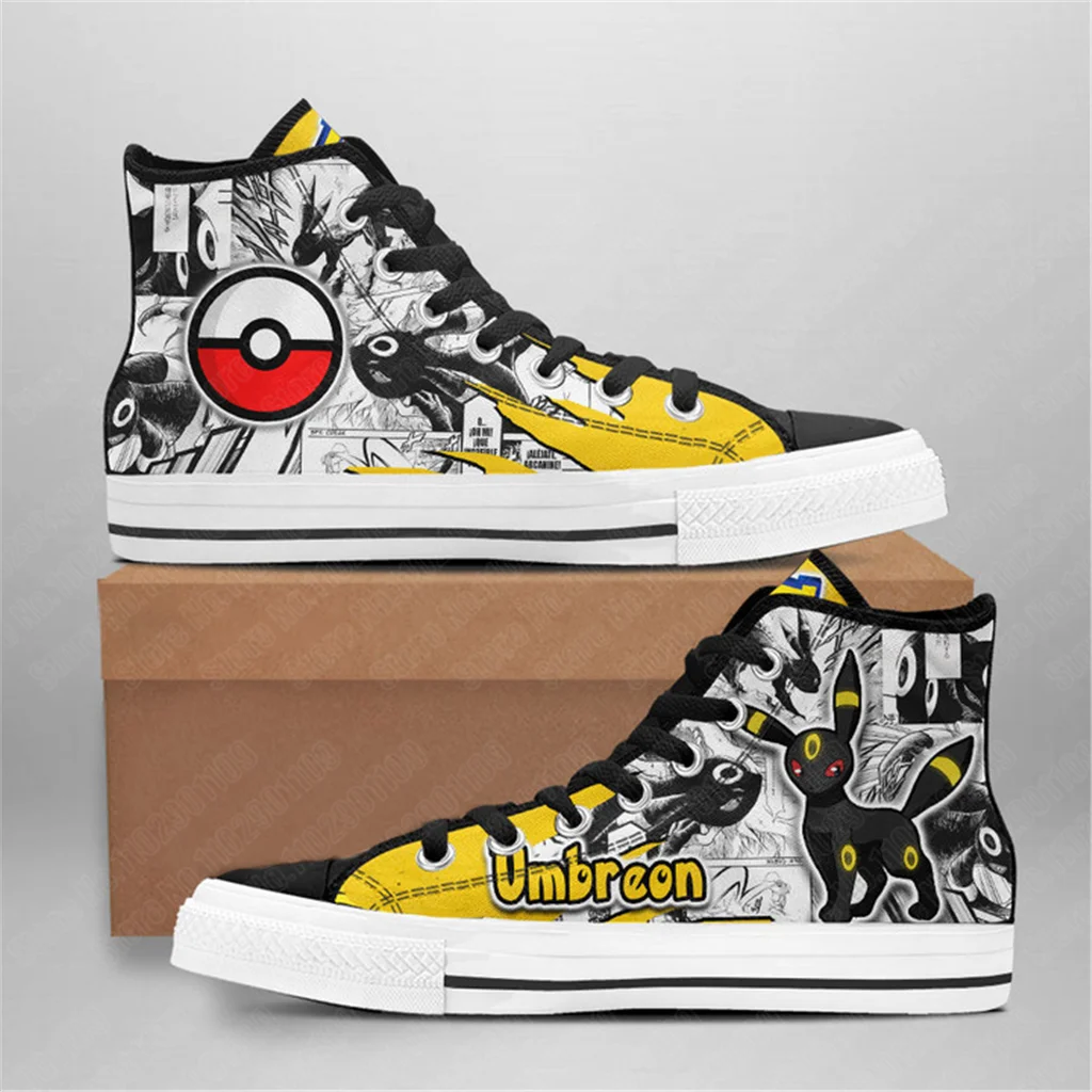 

Туфли Umbreon с 3D принтом покемона для мужчин и женщин, легкие дышащие, на шнуровке, Повседневная холщовая обувь, Прямая поставка