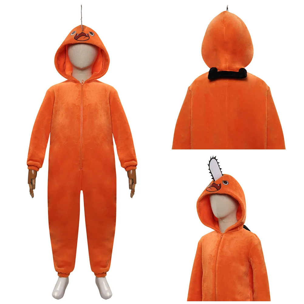 

Kids Chainsaw Man Pochita Cosplay Costume Jumpsuit Winter Pajamas Sleepwear Halloween Carnival Suit Clothes Role Play