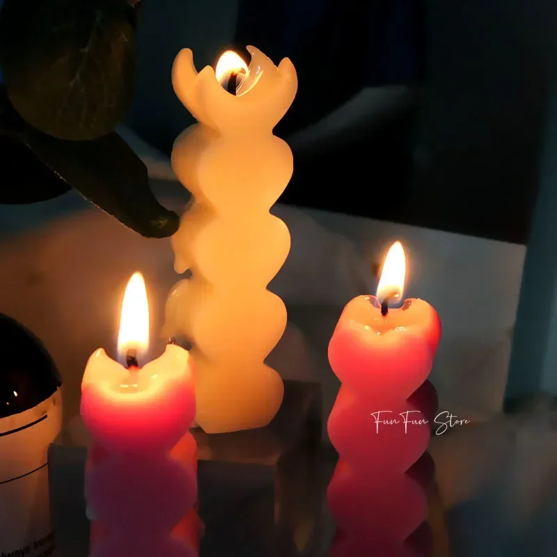 5 Cavity Love Heart Silicone Candle Mold Stacks of Love Shape DIY Aromatherapy Plaster Home Decor Handmade Candle Resin Molds