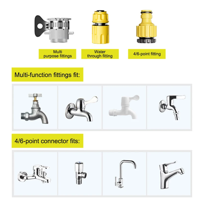 SEAMETAL Garden Water Gun Hose Nozzle Kit 3 Pattern Mutifunctional Household Car Washing Yard Water Sprayer Sprinkle Tools water gun