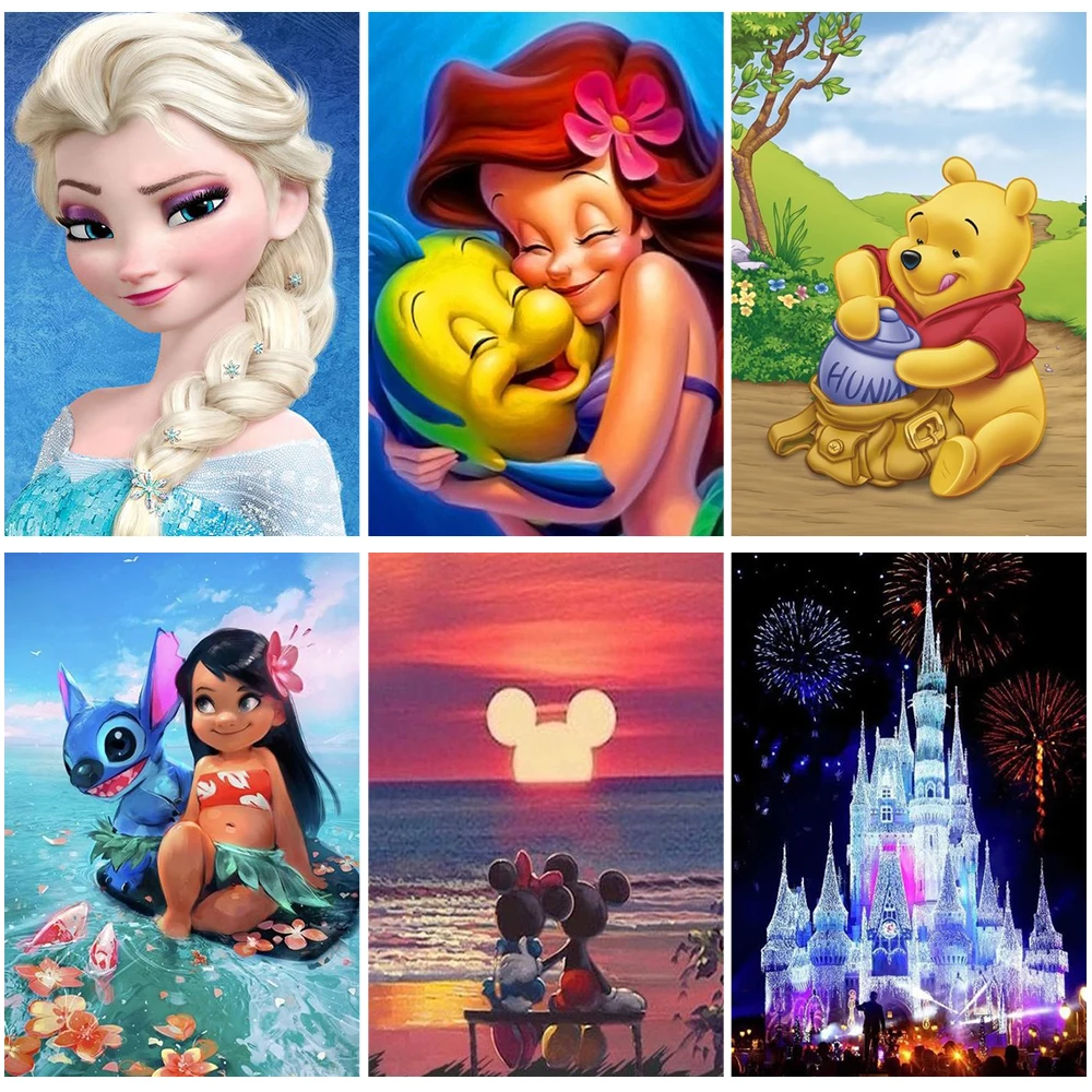

Disney Princess 5D DIY Diamond Painting Cartoon Lilo and Stitch Picture Rhinestone Embroidery Mosaic Cross Stitch Kit Home Decor