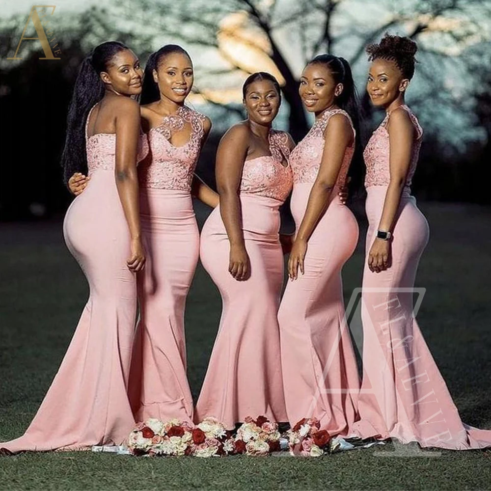 

Pink Satin Bridesmaid Dresses One Shoulder Party Dresses for Weddings Mermaid Bridesmaid Dress Woman Elegant Guest Wedding Dress