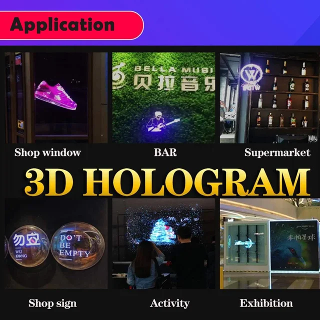 3D Hologram Fan 42CM WiFi 3D Holographic Projector Advertising Display Light HD Holographic Projector for Stores Bars Party Xmas 6