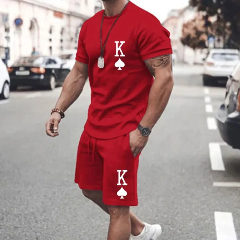 New Summer Vacation Leisure Daily 3D Men's Sports Wear Large Round Neck Short sleeved T-shirt Shorts Set Casual Street Clothing 4