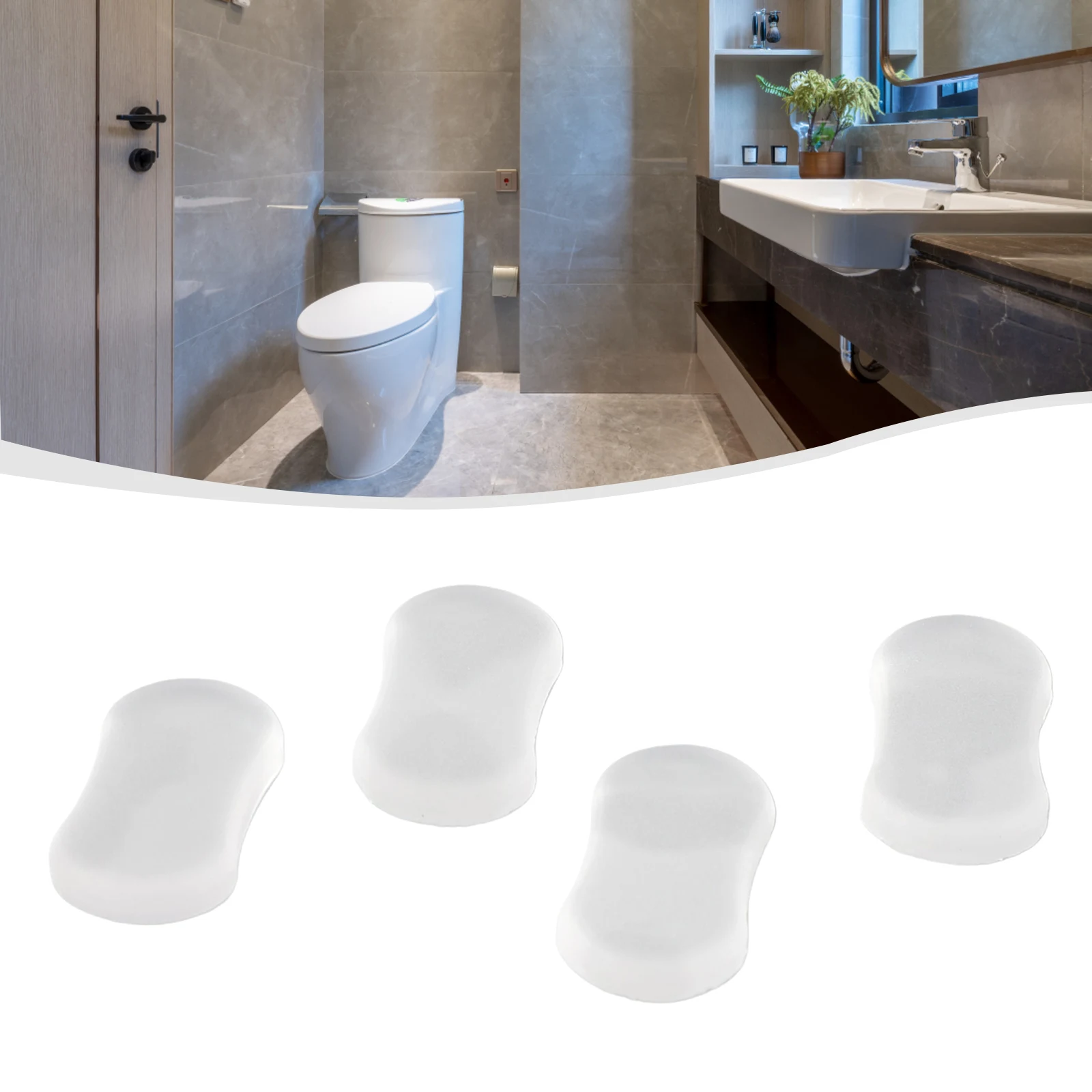 4PCS Toilet Seat Cover Bumpers Silicone Anticollision Transparent Adhesive Pad Bathroom