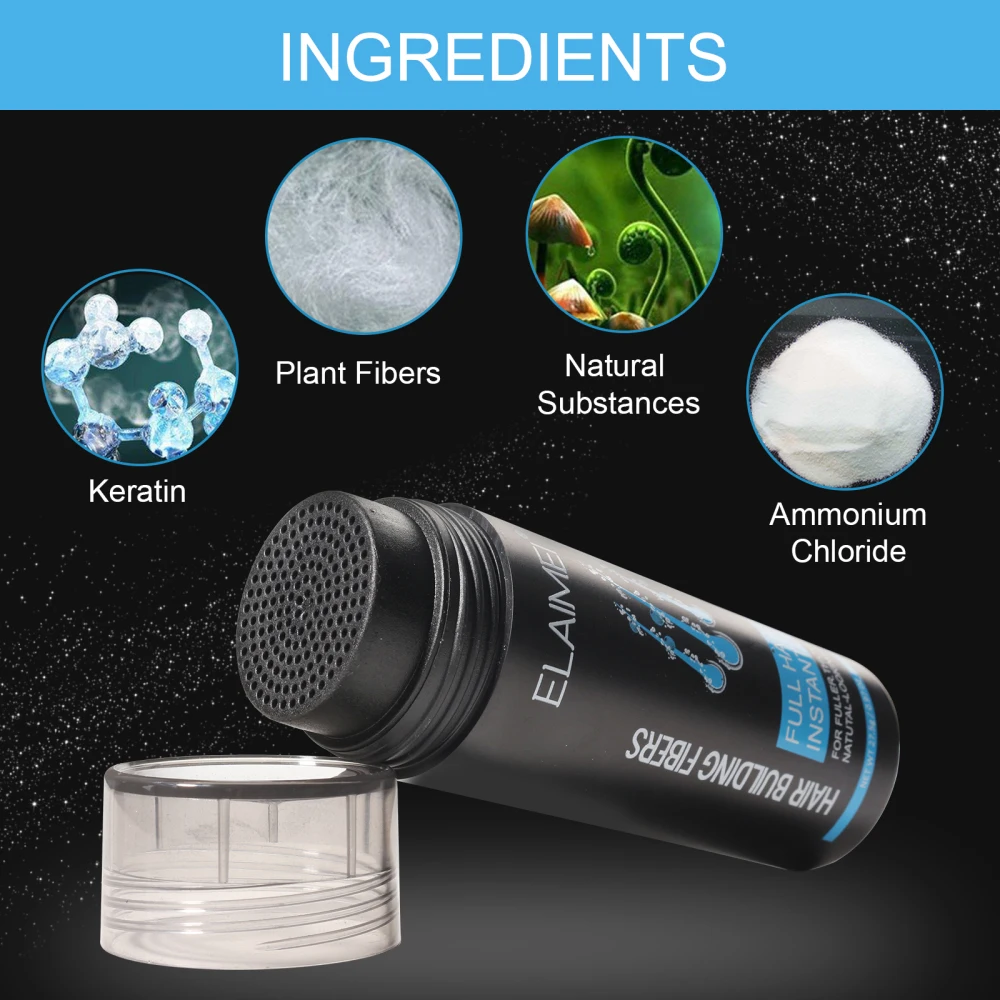 ELAIMEI 27.5g Hair Growth Fiber Keratin Thickening Spray Building Fibers Loss Products Instant Wig Regrowth Powders
