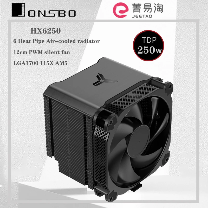 Jonsbo Hx6250Cpu Radiatore 6 Heat Pipe Tower Ventola Di Raffreddamento Silenziosa Supporta Multi-Platform Intel Lga115X/1200/2011/2066 Amd Am4