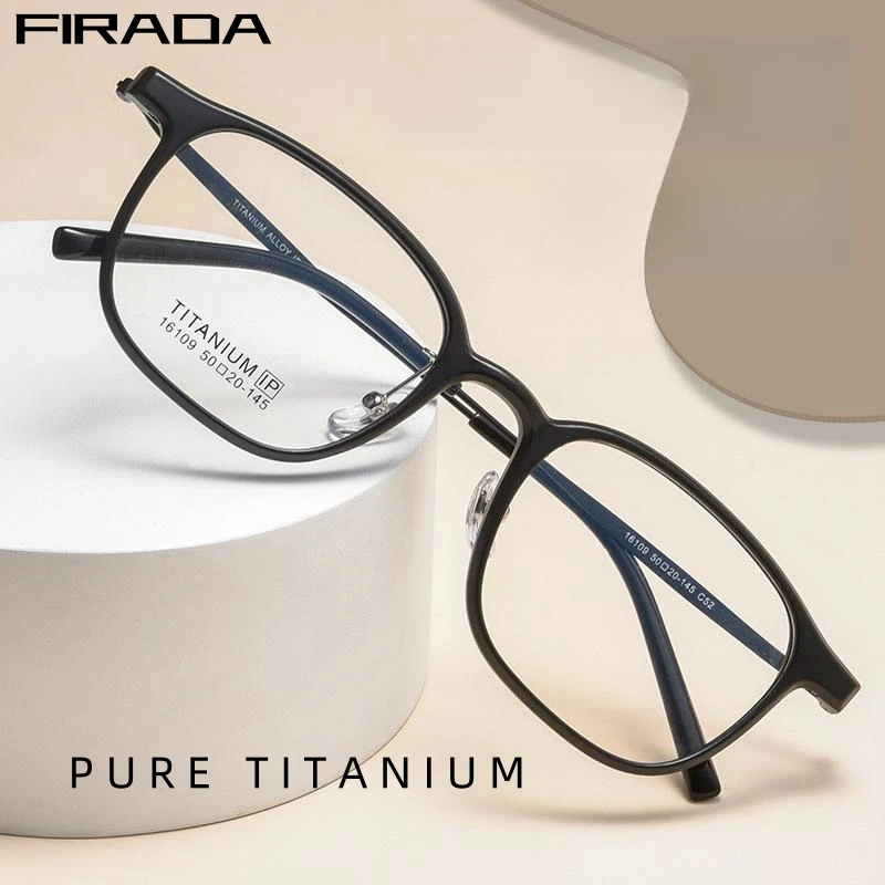 

Очки FIRADA 16109X мужские/женские квадратные, модные ультратонкие винтажные Роскошные Рецептурные очки из титана