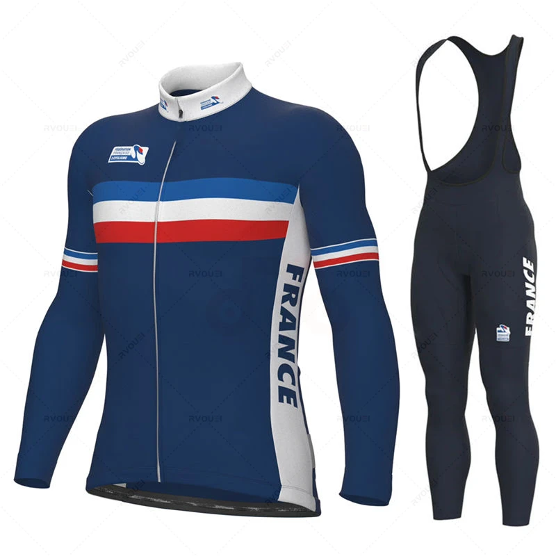 France Team Autumn Cycling Jersey Set Long Sleeve Mountain Bike Clothes Wear Men Racing Bicycle Clothing Cycling Jersey Set cycling jersey cycling shirt cycling suit cycling jersey set