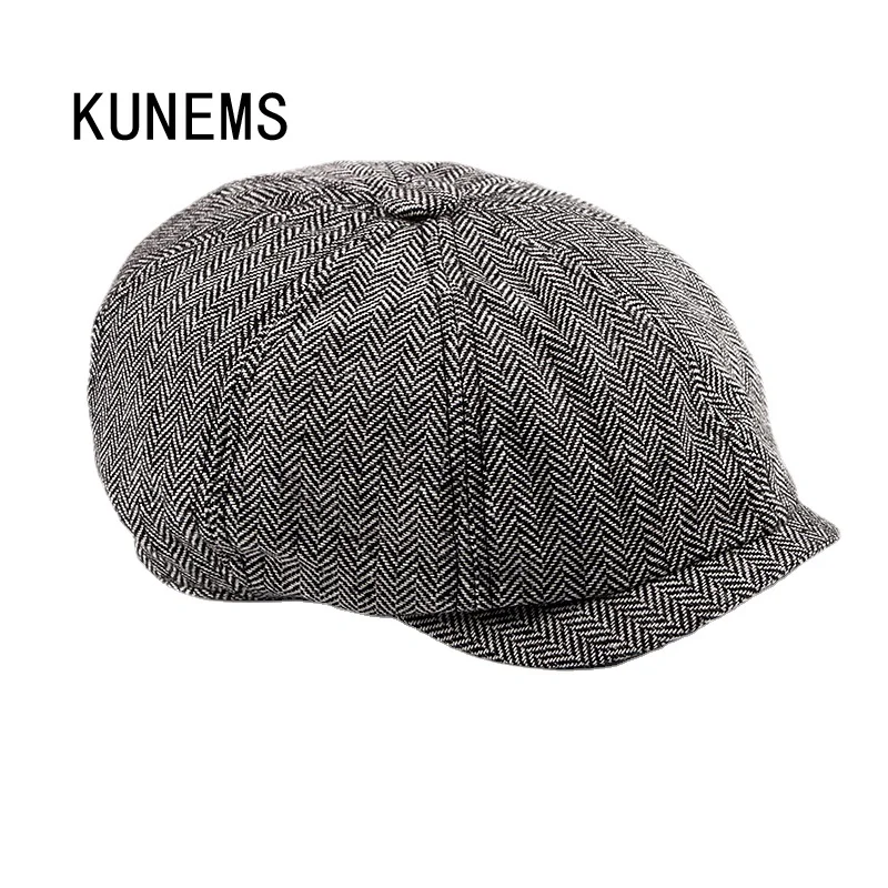 

KUNEMS Casual Berets for Man Fashion Newsboy Hat Retro Dad Hat British Octagonal Cap Autumn Winter Cap Peaky Blinders Boinas