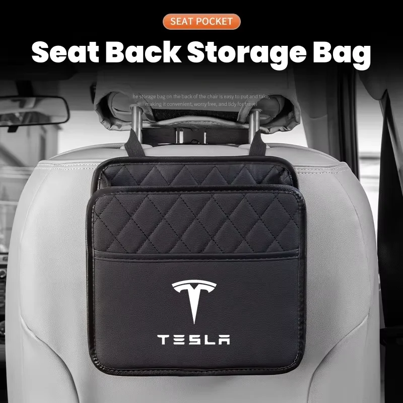 Car Backseat Storage Box Car Organizer Auto Waterproof Phone Pocket For Tesla Model 3 Model X S Y