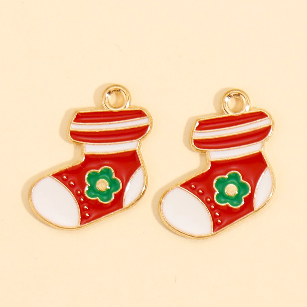 10 Stück Mix Emaille Weihnachtsanhänger für Schmuckherstellung Hüte Weihnachtsmann Schneeflocke Ohrring Telefon Schlüsselanhänger Anhänger Diy Zubehör – Detail 27