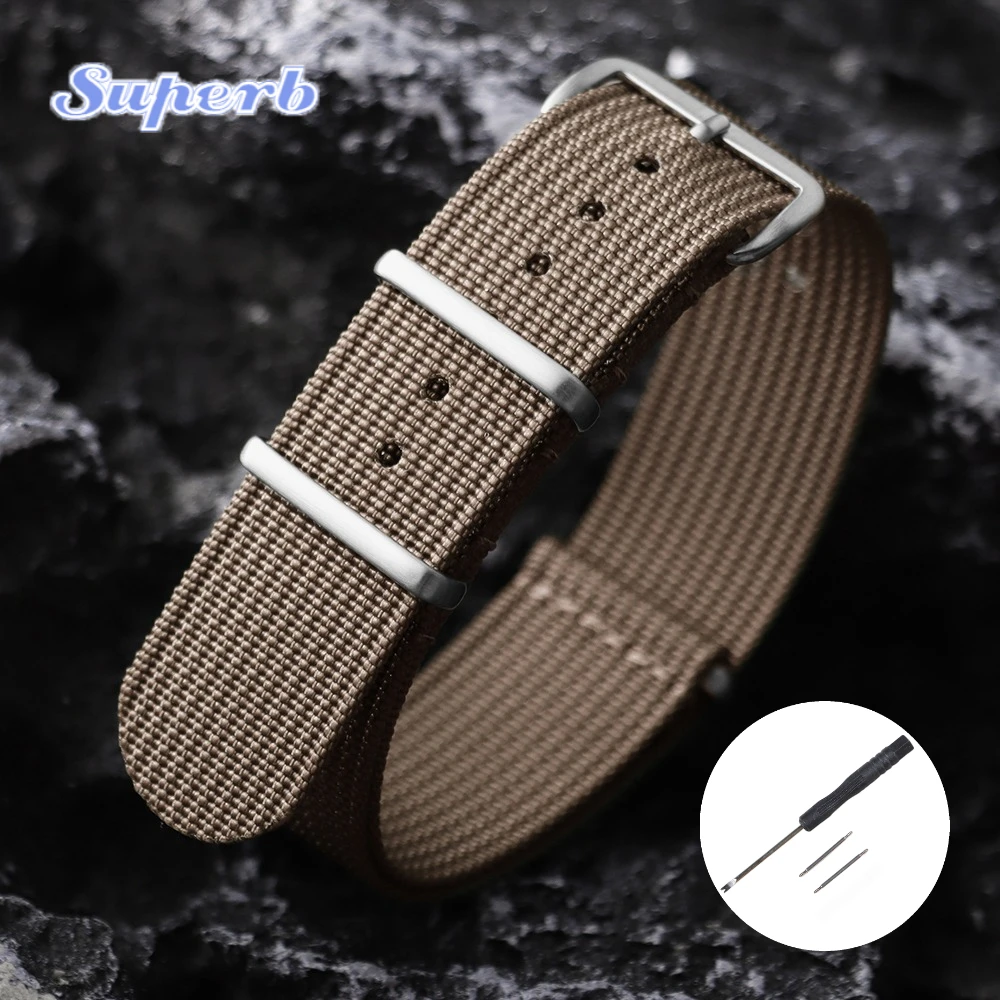 Army Green Ribbed Nylon Military Watch Strap - Versatile Watchband Accessory
